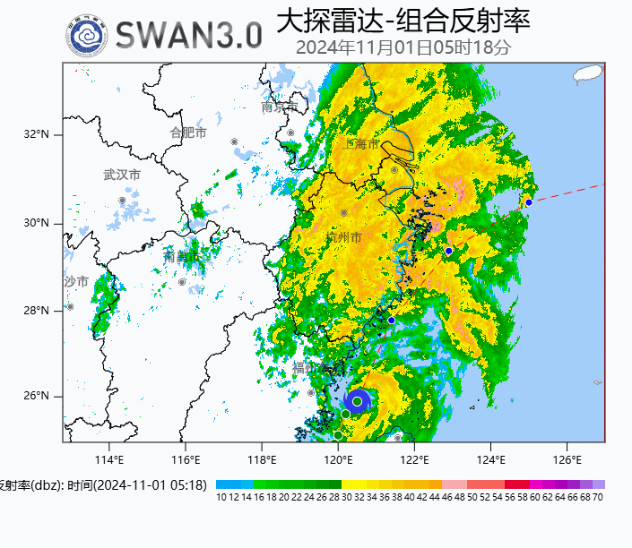 11月1日上海仍将有暴雨至大暴雨，夜间雨势减弱